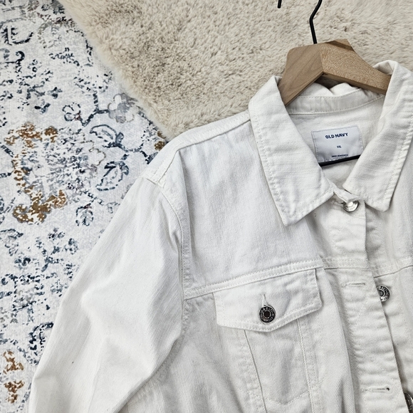 Old Navy White Button Down Long Sleeve Denim Jacket XXL - Picture 3 of 6